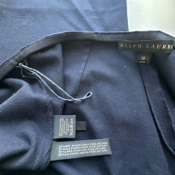 Ralph Lauren Black Label Stretch Wool Textured Trouser Blue Pants Womens 10 - Picture 6 of 15
